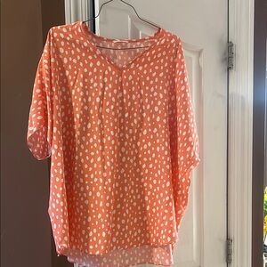 Orange Polka Dot Women's Top